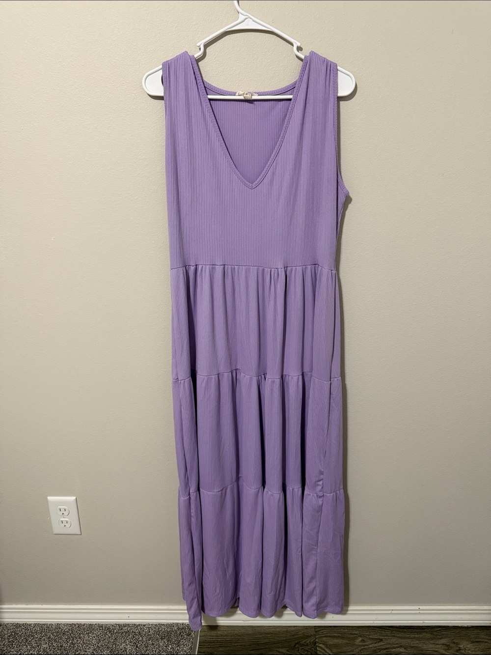 See You Monday Lavender Ribbed V-Neck Maxi Dress